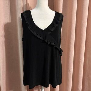 Chico's Y2k Black Sleeveless Ruffled Blouse Size 3 Xlarge